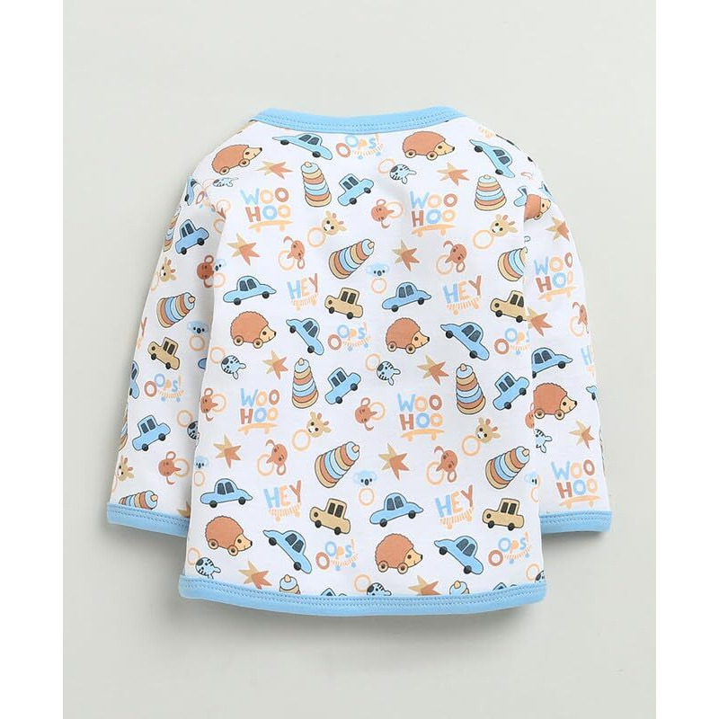 Bumzee Baby Boys Cotton Full Sleeves Jabla & Pyjama Set White - 0-3 Months (Peb10229B-Wht)