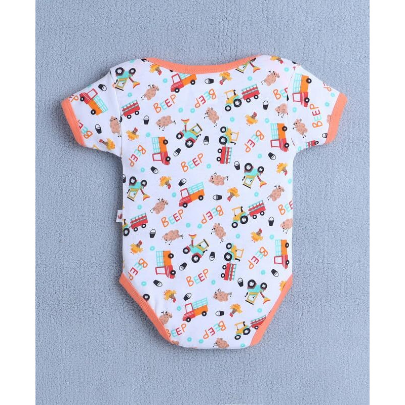 Bumzee Baby Boys Cotton Half Sleeves Bodysuit/Onesie/Leotard Orange & White - 6-9 Months (Peb10565D-Org)