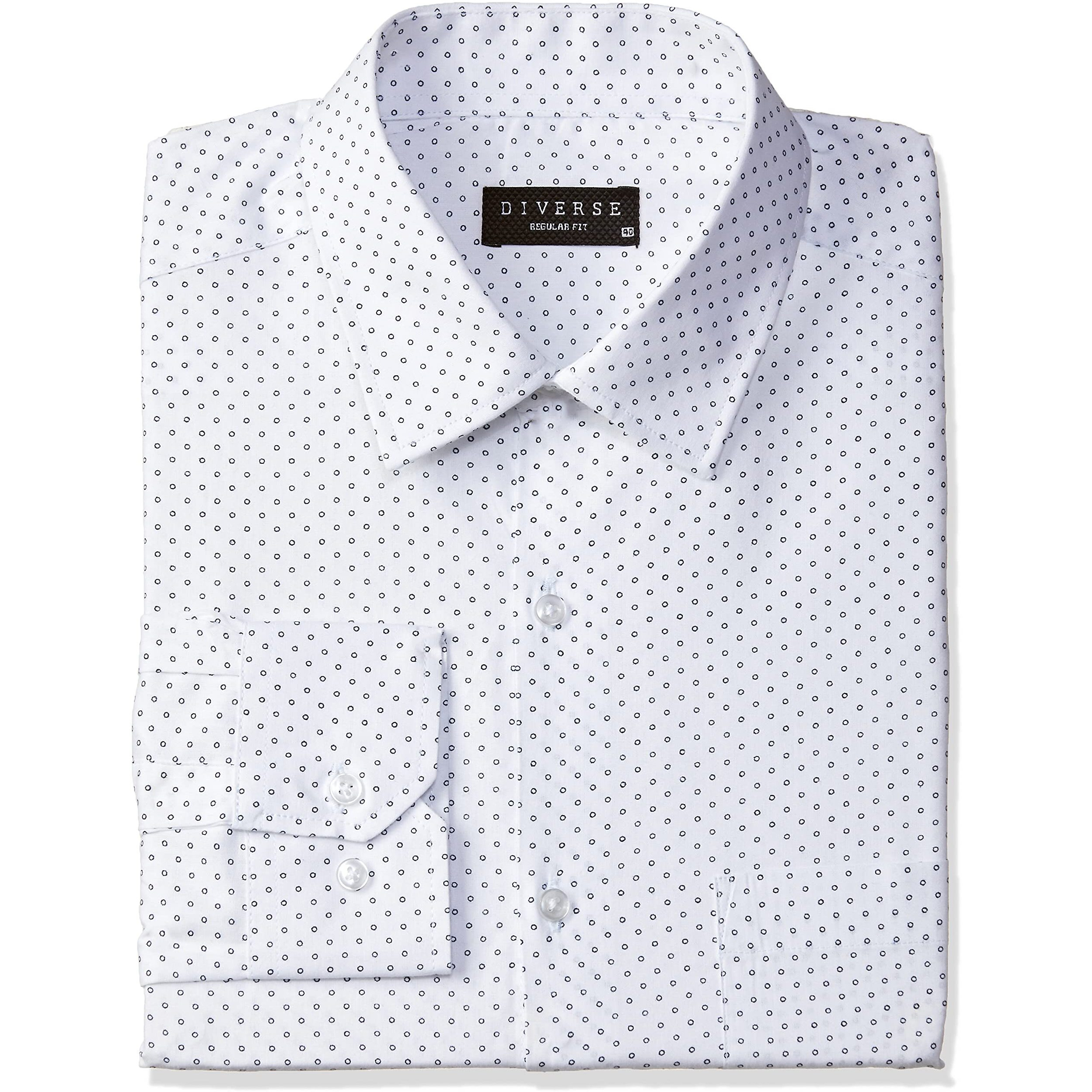 Diverse Men's Printed Regular Fit Formal Shirt (Dvf01F2L01-263_Circle White 42)