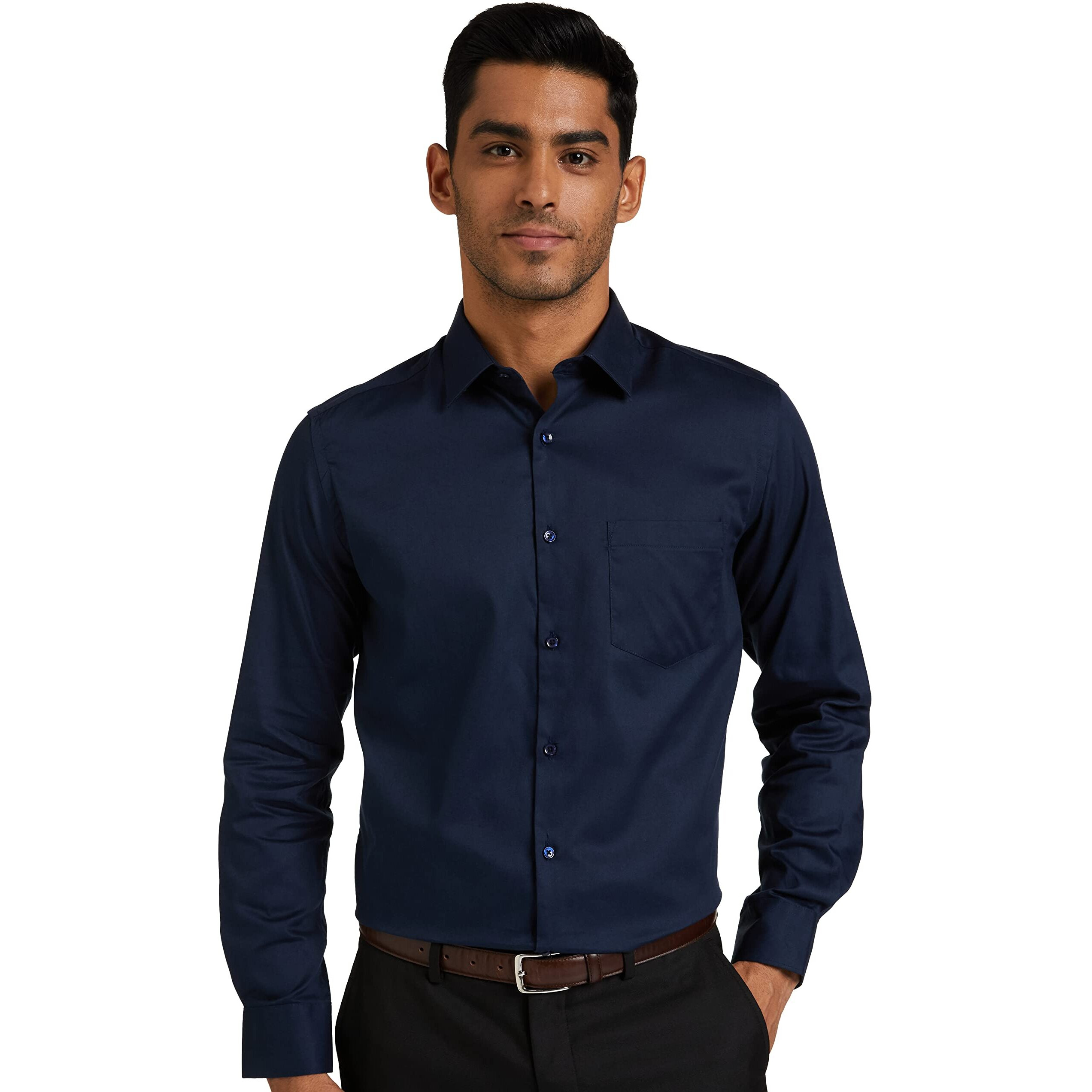 Diverse Men's Twill Solid Regular Fit Formal Shirt (Dvf01F2L01-126_Navy 39)