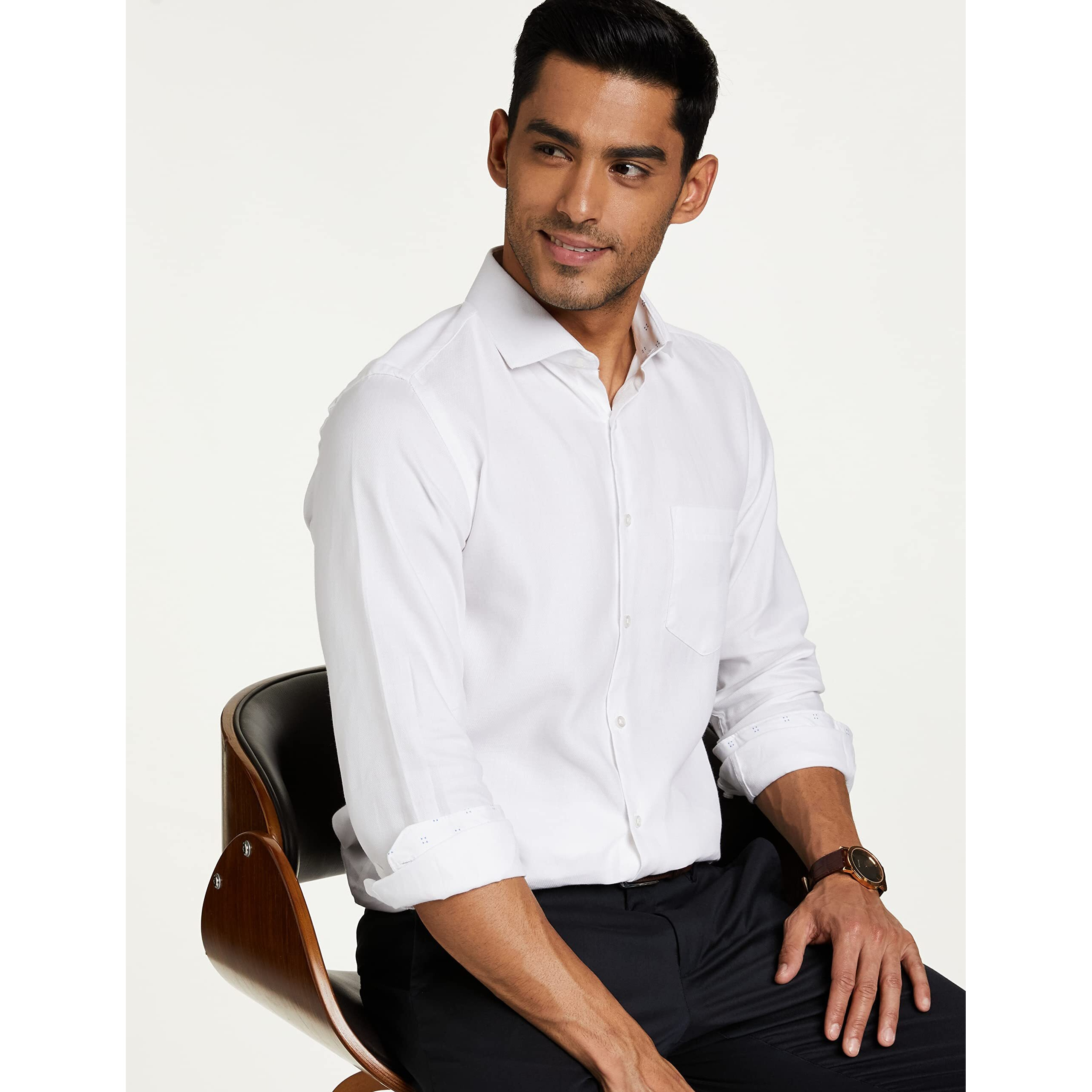 Diverse Men's Oxford Solid Slim Fit Formal Shirt (Dvf06F2L01-8_White 42)