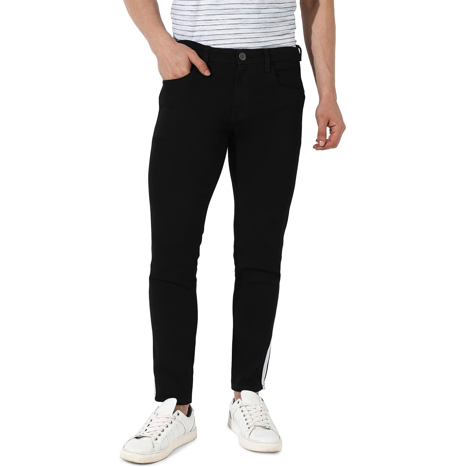 Campus Sutra Men's Regular Fit Denim Jeans (Scss23Jn_Dncufzp_M_Pln_Bl_Black_34)