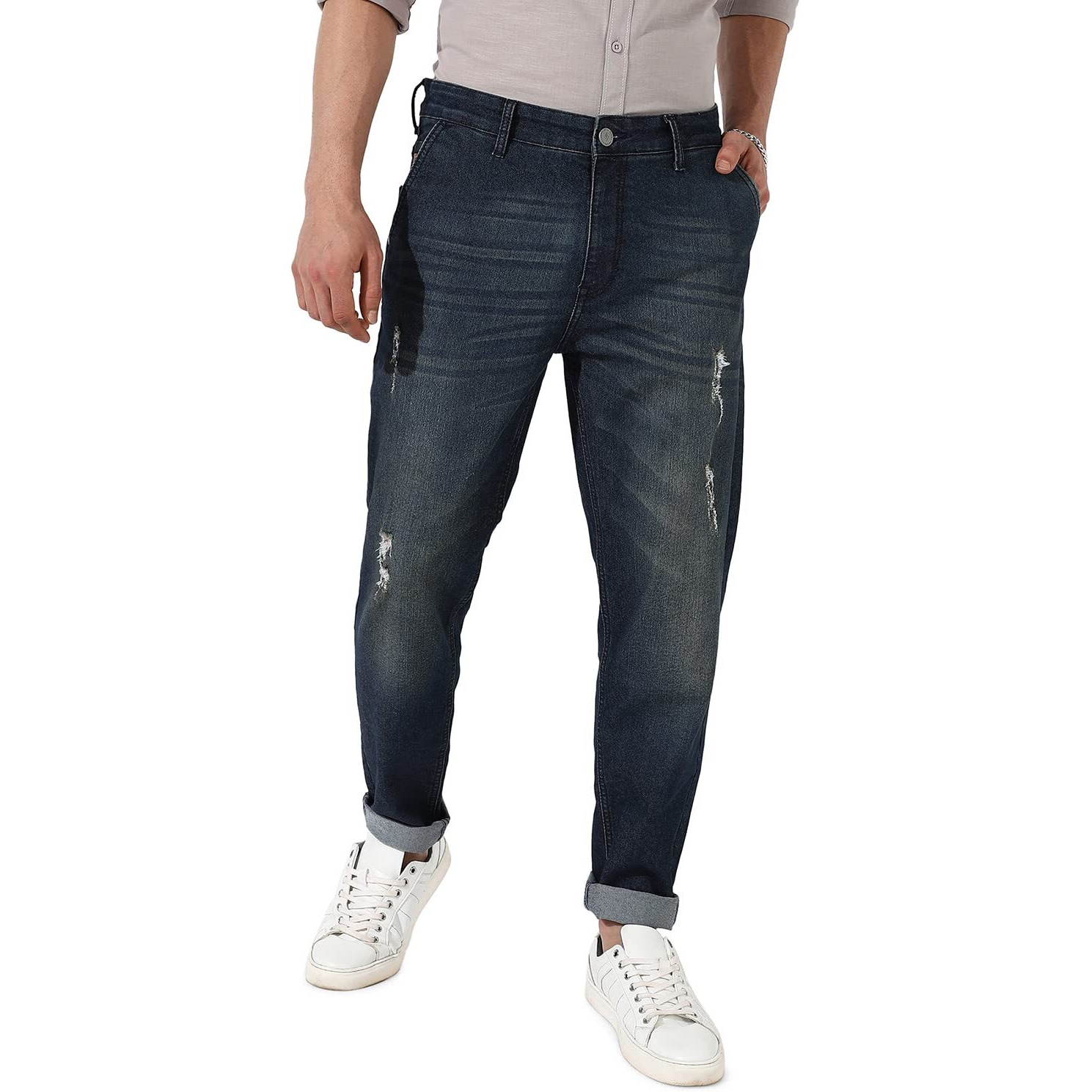 Campus Sutra Men's Regular Fit Denim Jeans (Scss23Csmssjean1030_Dark Blue-01_32)