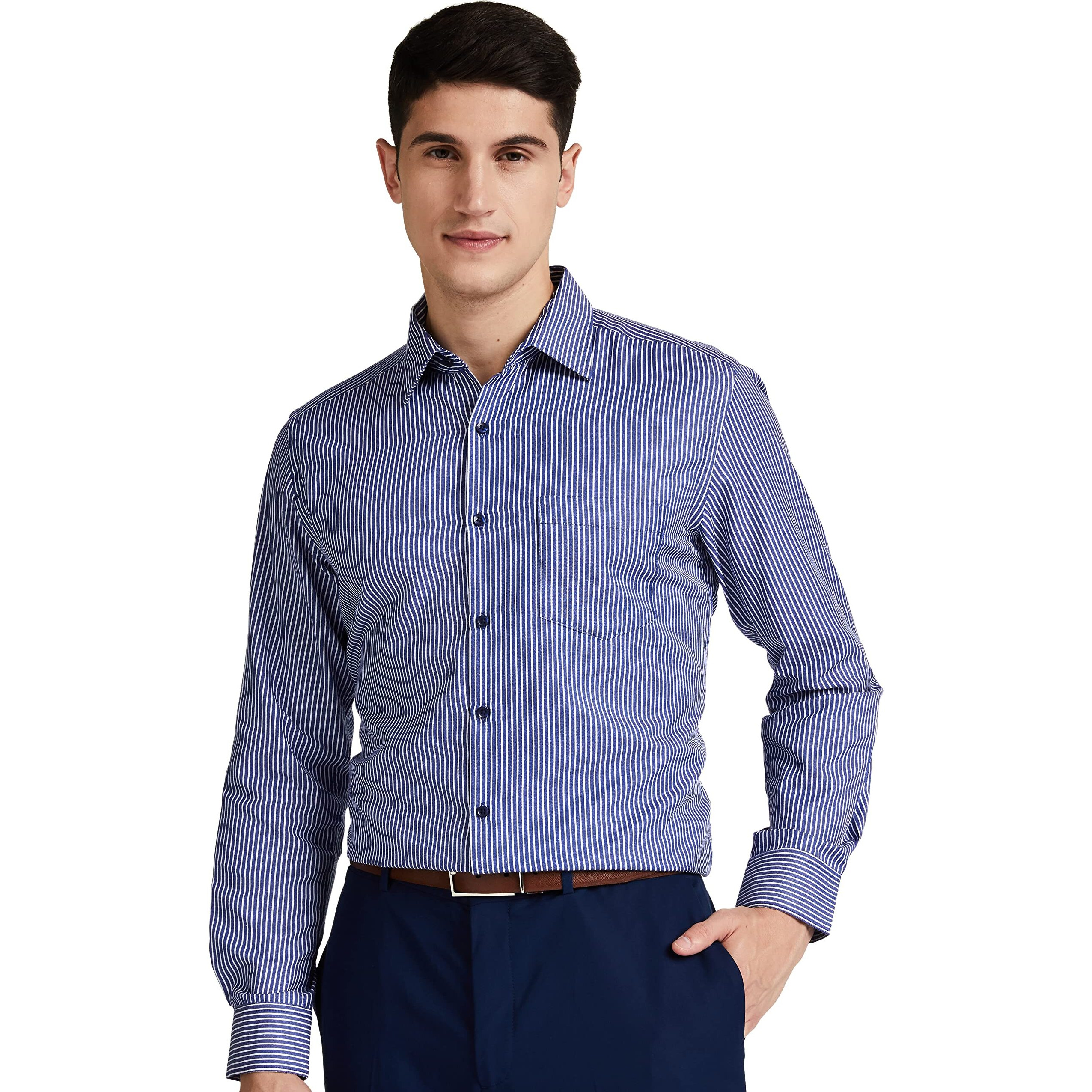 Diverse Men's Striped Regular Fit Formal Shirt (Dvf01F1L01-404_Royal Blue_42)