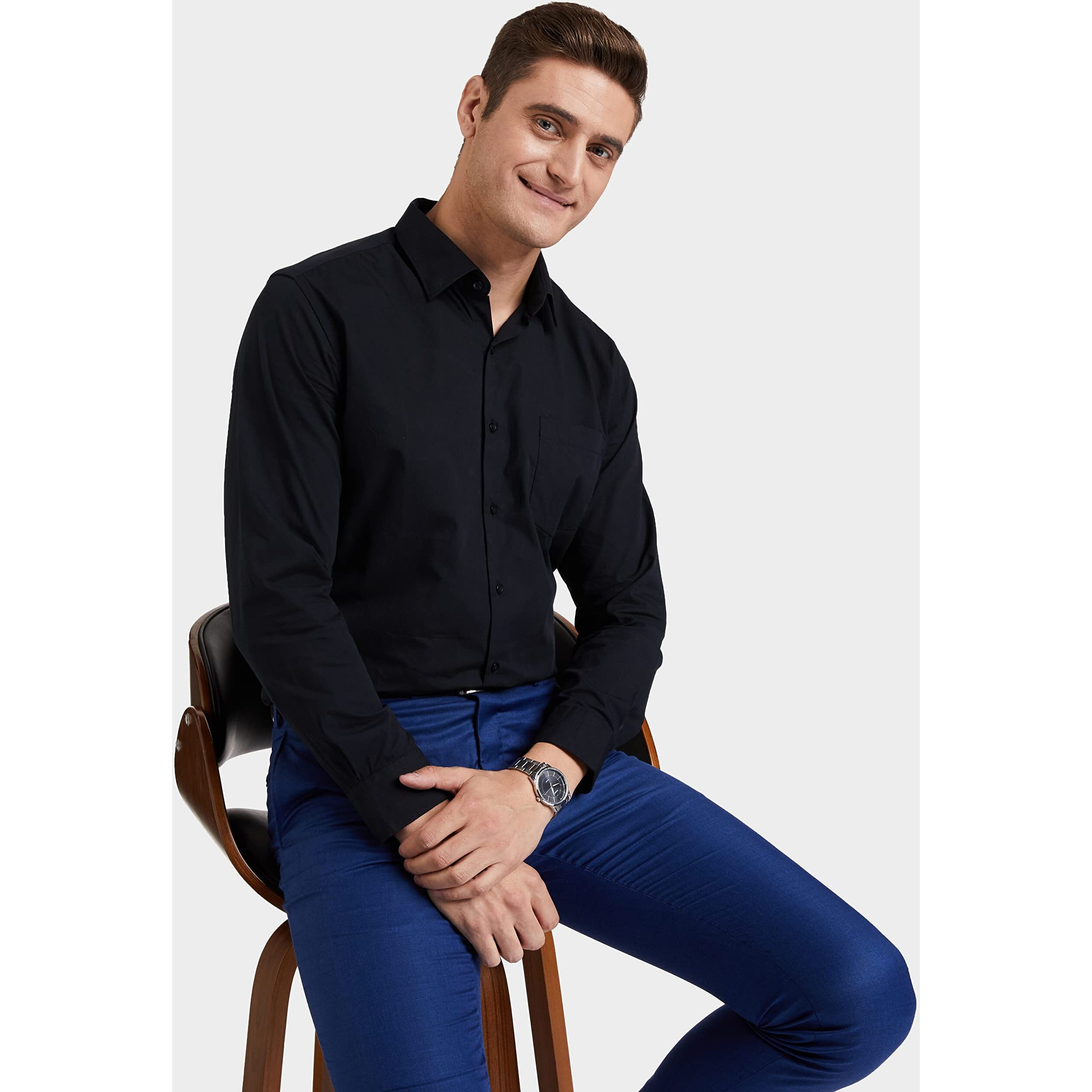 Diverse Men's Solid Regular Fit Formal Shirt Dvf01F2L02-526E_Jet Black_39