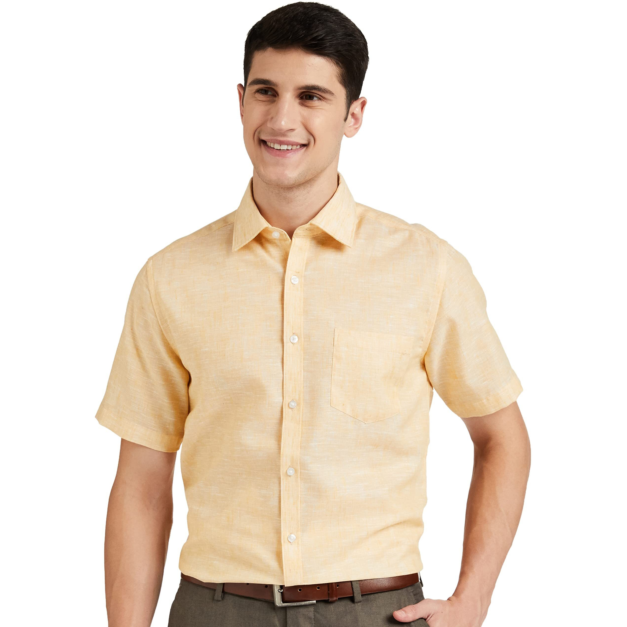 Diverse Men's Solid Regular Fit Formal Shirt (Dcmfh02Rc17Ka2-739F_Yellow_40)