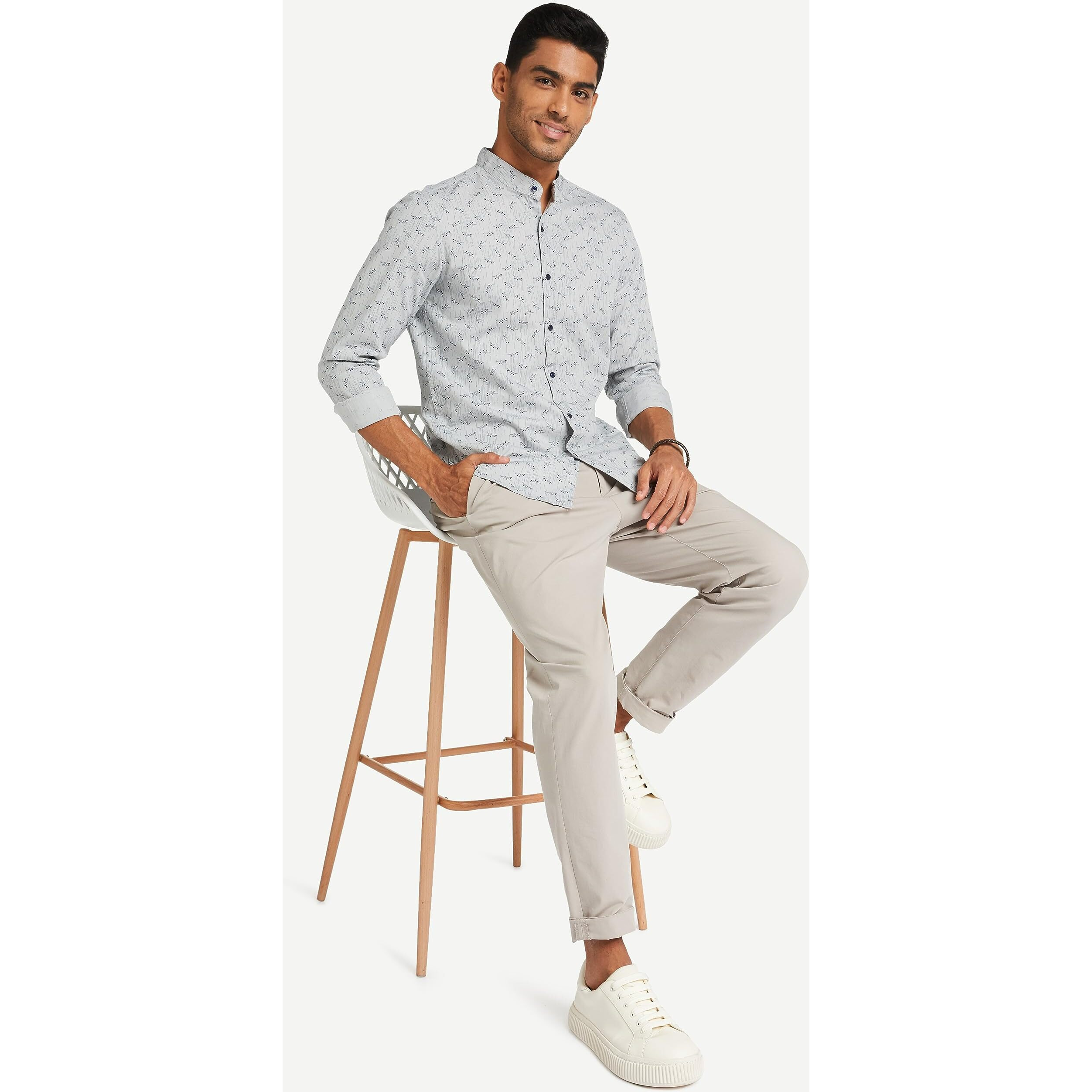 Diverse Men's Printed Regular Casual Shirt (Dcmcf11Rc10L03-294B_Grey L)