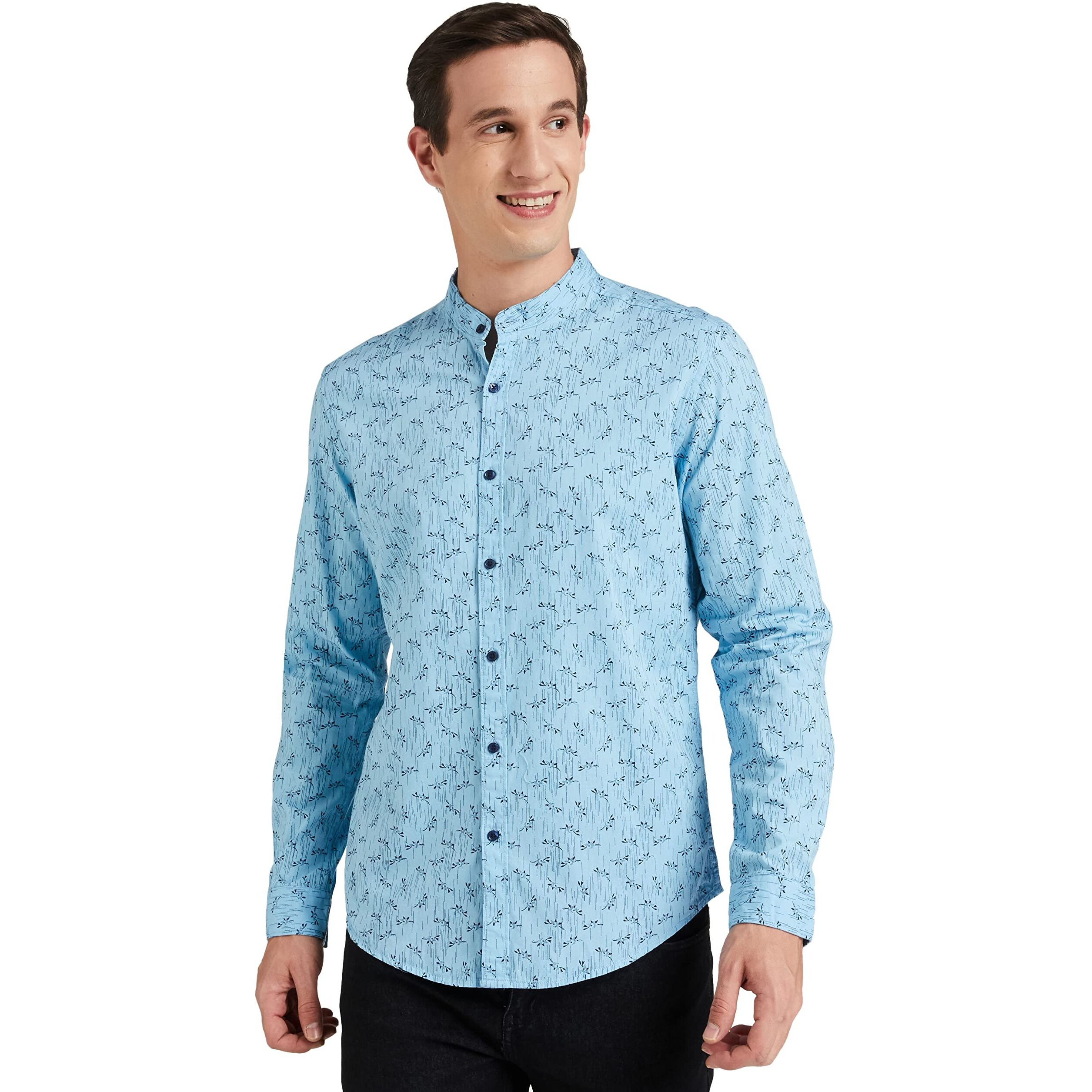 Diverse Men's Printed Slim Casual Shirt (Dcmcf11Rc10L03-294C_Blue 2Xl)