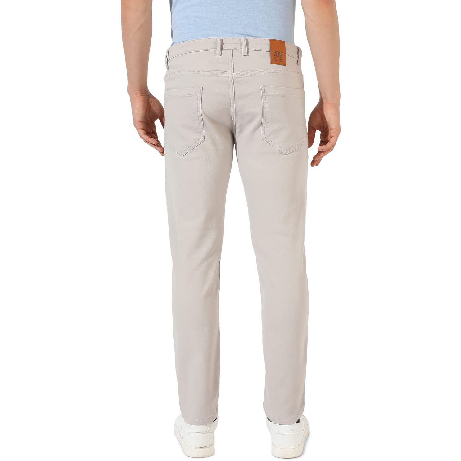 Campus Sutra Men's Classic Grey-Washed Solid Patterned Regular Fit Denim Jeans | Premium Mid-Rise Cotton Stretchable Crafted With Comfort Fit And High Performance For Everyday Wear