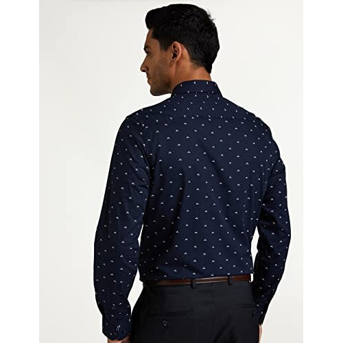 Diverse Men's Printed Slim Fit Cotton Formal Shirt (Dcmff06Sc09L03-805_Navy2 39)