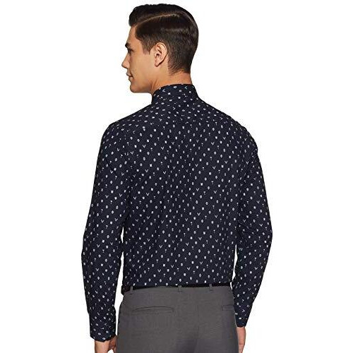 Diverse Men's Printed Slim Fit Formal Shirt (Dcmff01Sc11L05-866_Navy1 42)