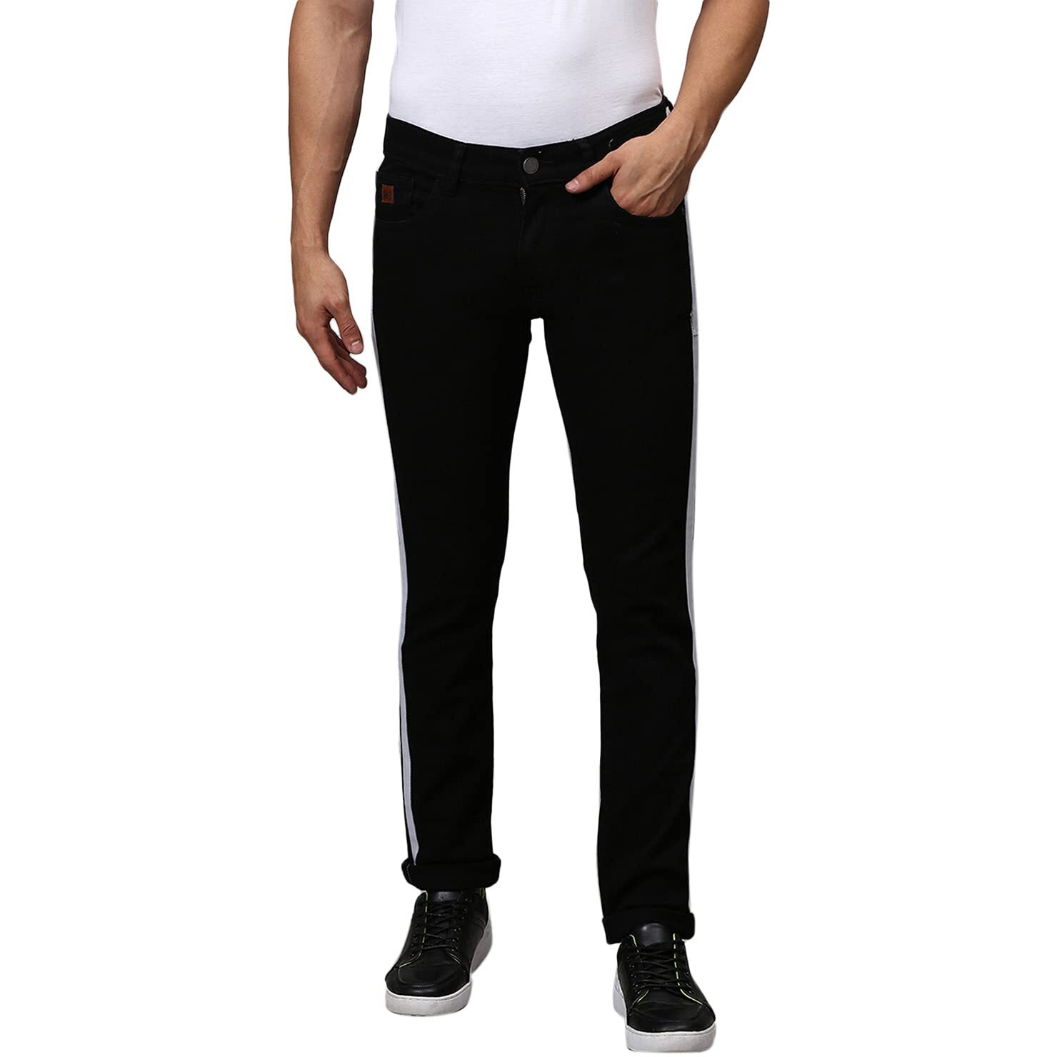 Campus Sutra Men's Regular Jeans (Ct21Jn_Dncufzp_M_Pln_Bl_36_Black