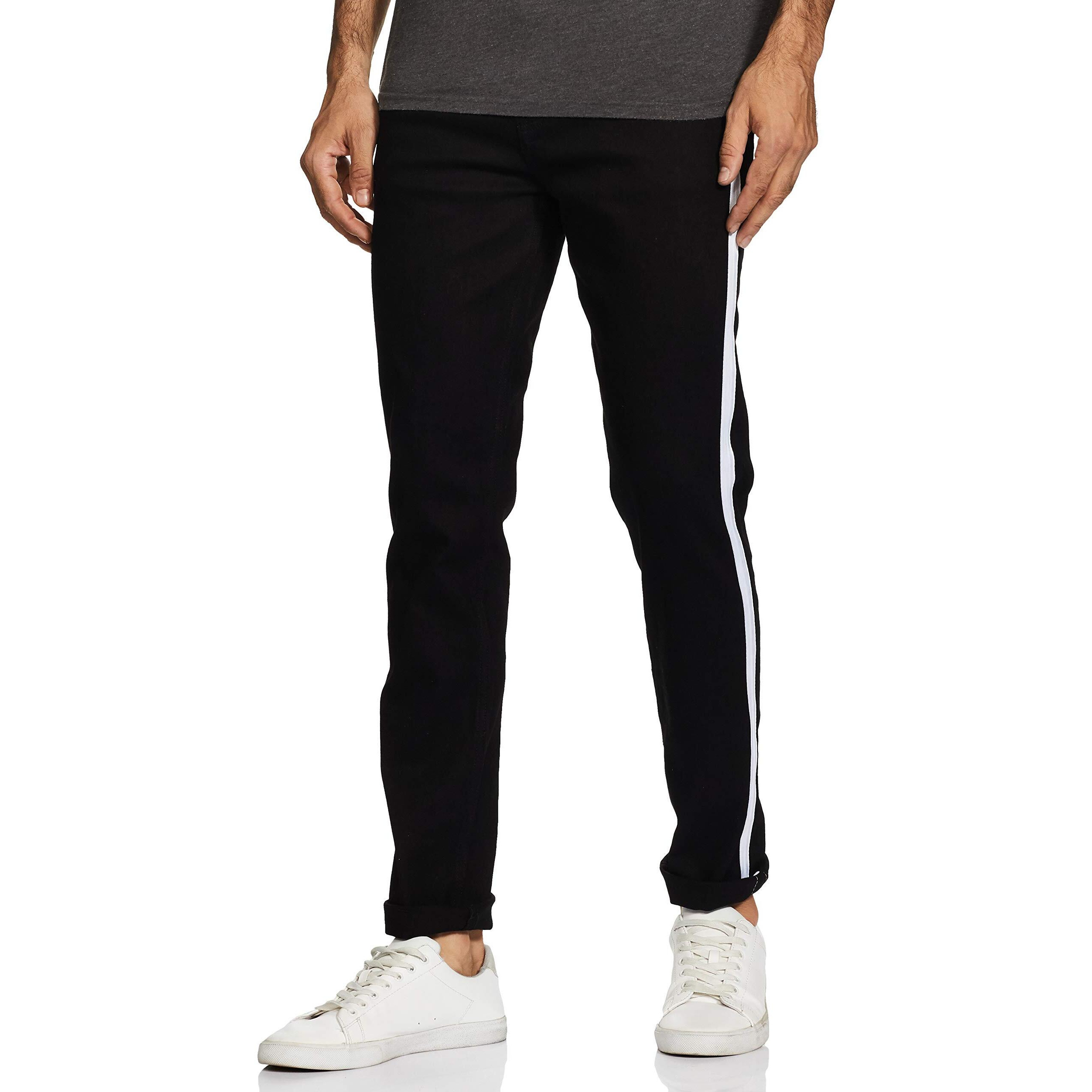 Campus Sutra Men Slim Fit Denim Jeans (Ct20Jn_Dncufzp_M_Pln_Bl_Bl_28W X 28L_Black_28)