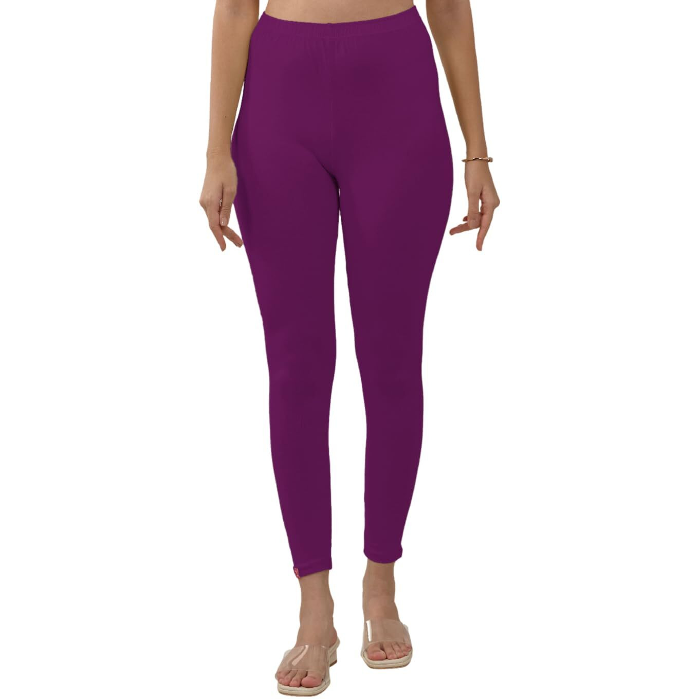 Lyra Women Solid Premium Cotton Ankle Length Leggings | Mid-Waist | Fashionwear
