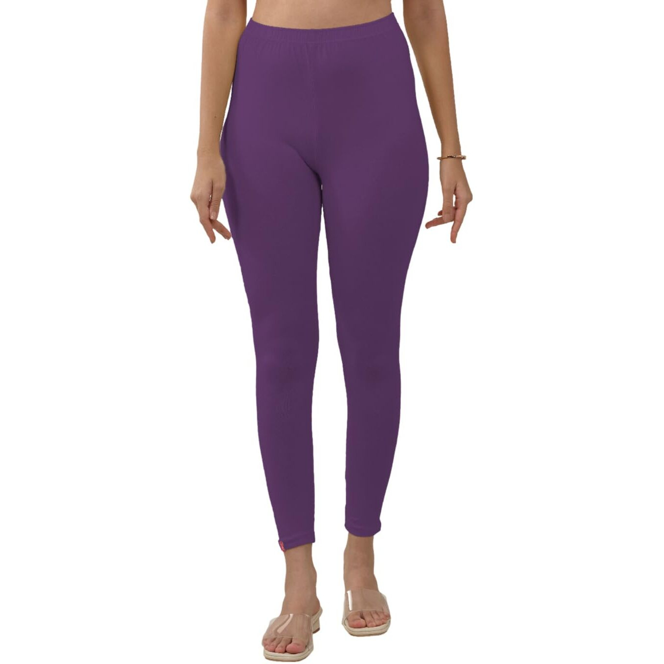 Lyra Women Solid Premium Cotton Ankle Length Leggings | Mid-Waist | Fashionwear