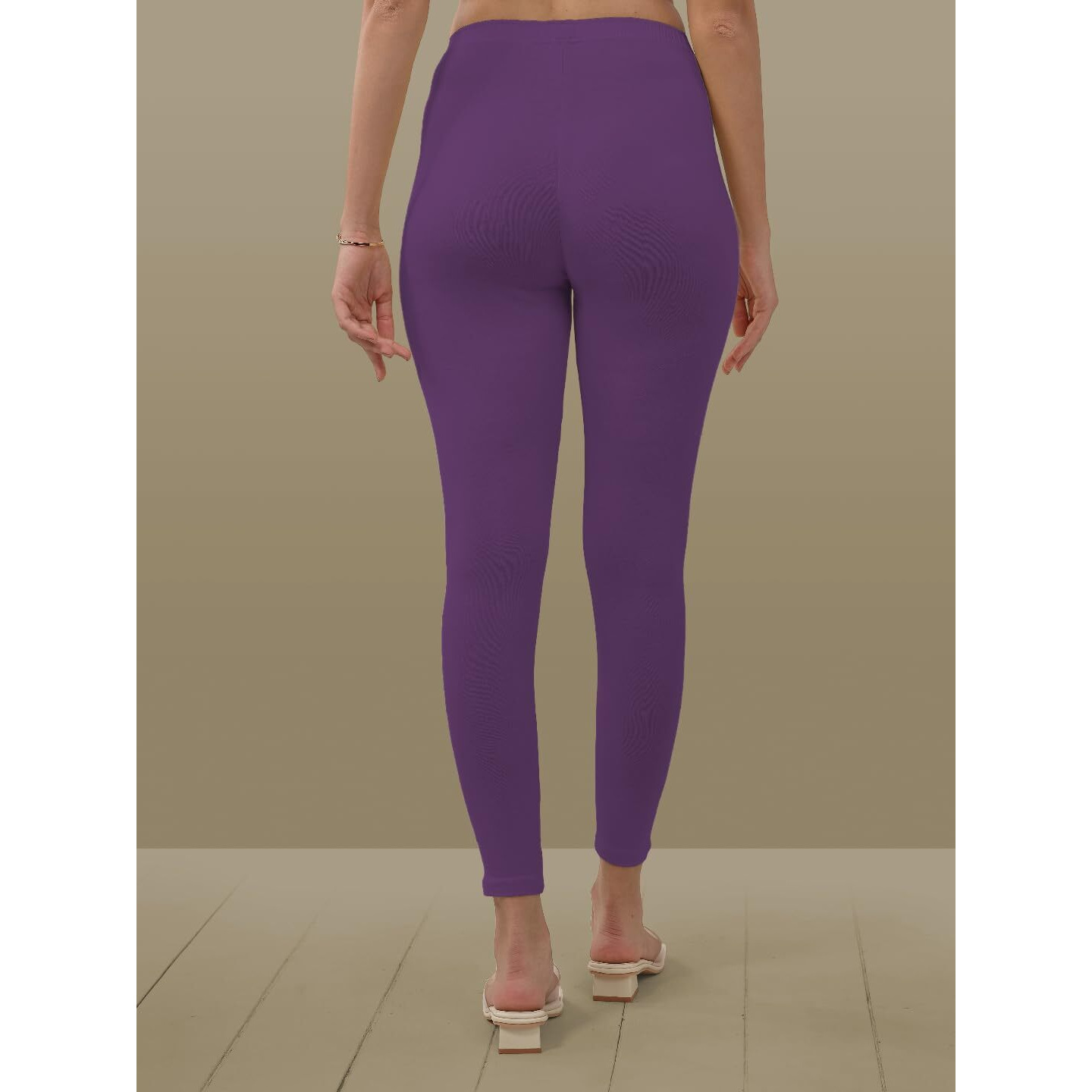 Lyra Women Solid Premium Cotton Ankle Length Leggings | Mid-Waist | Fashionwear