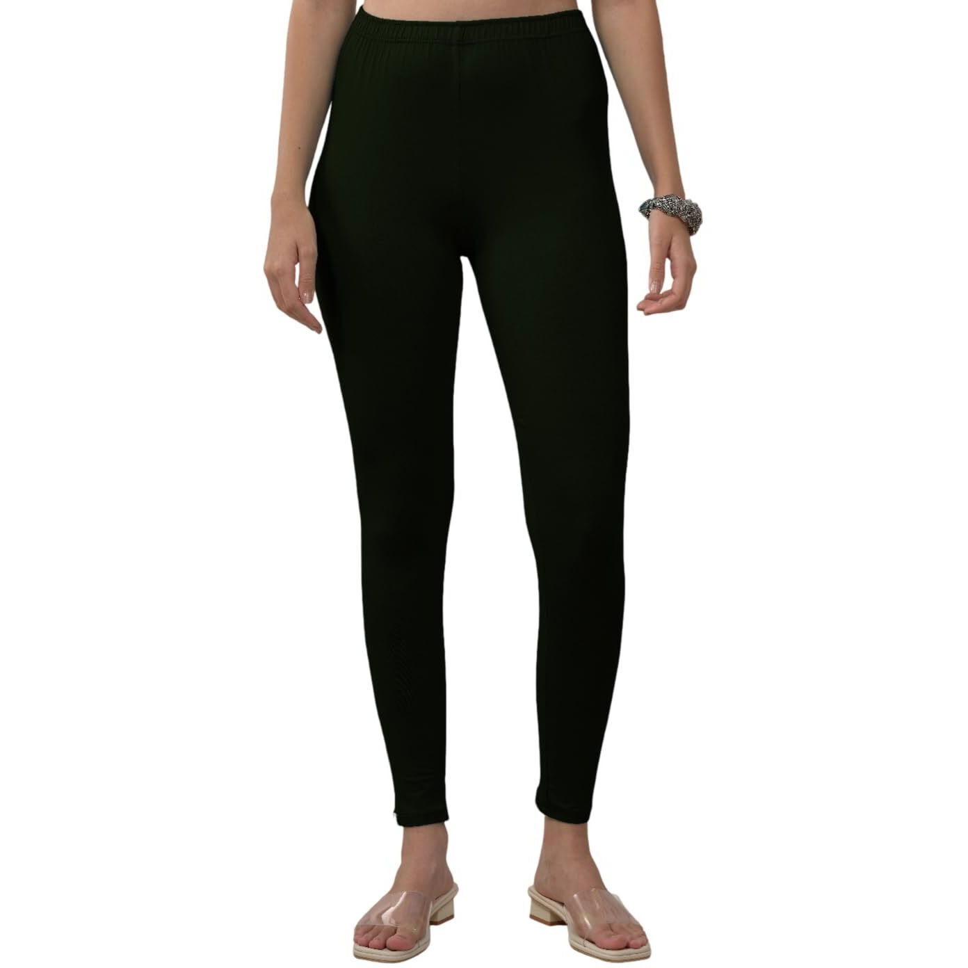 Lyra Women Solid Premium Cotton Ankle Length Leggings | Mid-Waist | Fashionwear