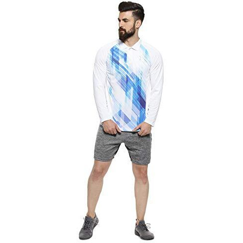 Campus Sutra Graphic Print Men Polo Neck White Blue Sports T-Shirt(Azcj20_Jrsub_M_Pln_Whbu_Az_S)