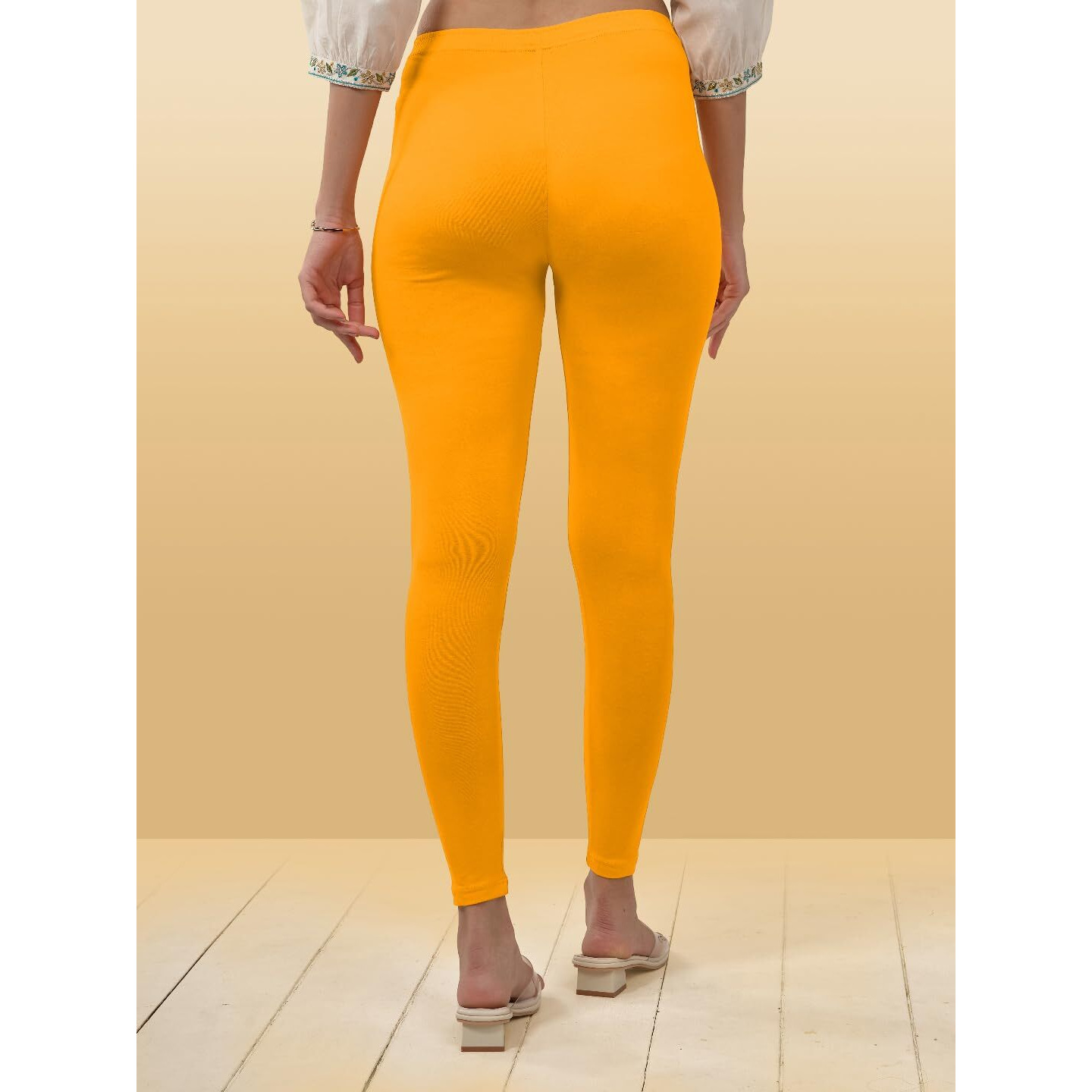 Lyra Women Solid Premium Cotton Ankle Length Leggings | Mid-Waist | Fashionwear