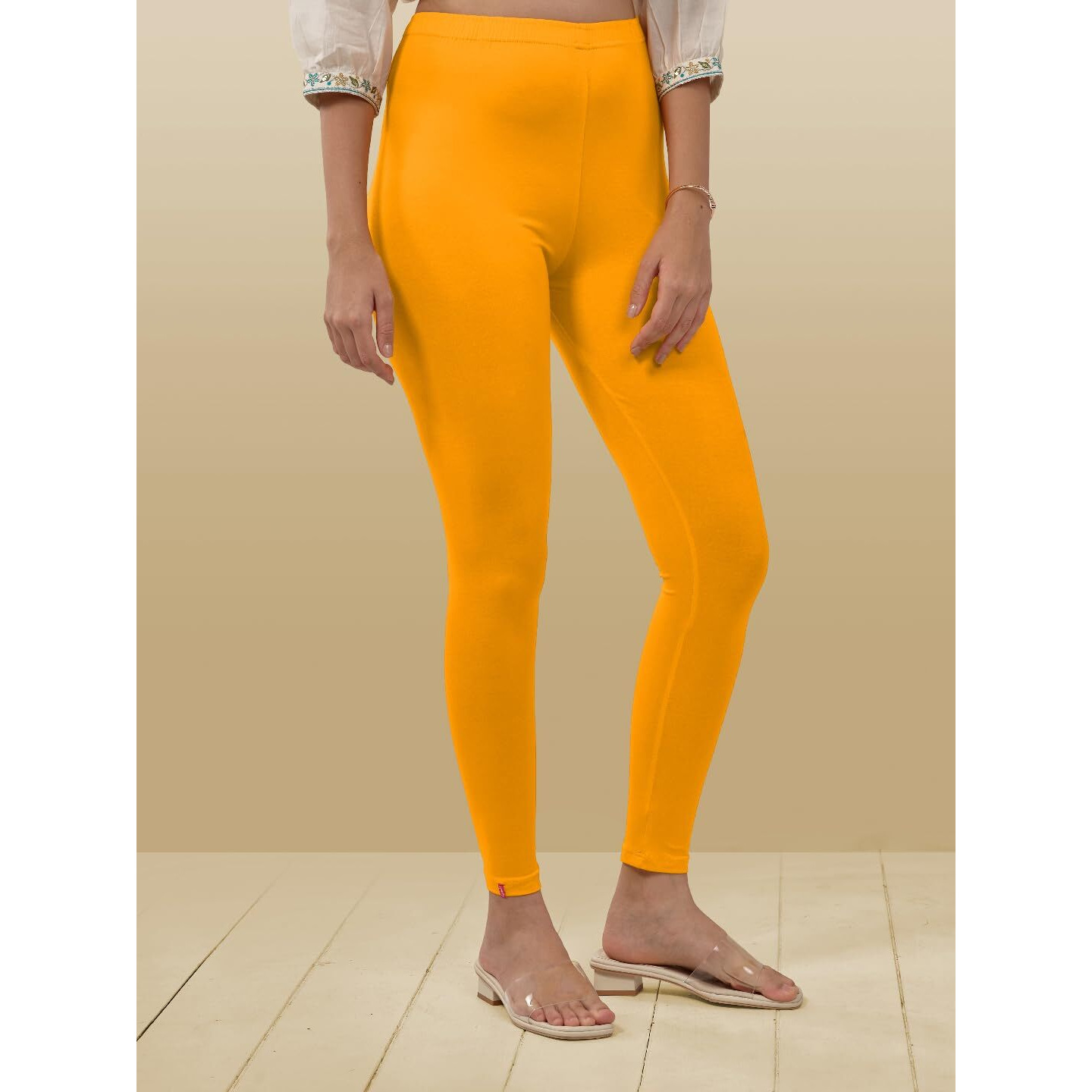 Lyra Women Solid Premium Cotton Ankle Length Leggings | Mid-Waist | Fashionwear