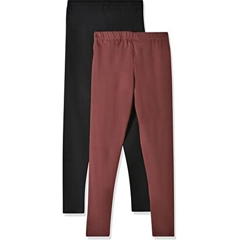 Lyra Girl's Cotton Leggings (Pack Of 2) Kl_2Pc_Black & Hot Chocolate_9-10Y