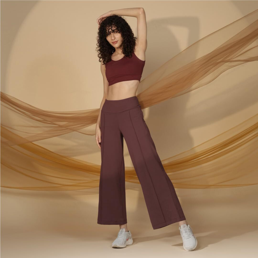 Blissclub Ultimate Wide Leg Pants For Women, Stretchable Trousers For Women Formal Wear With High Waist And 2 Pockets