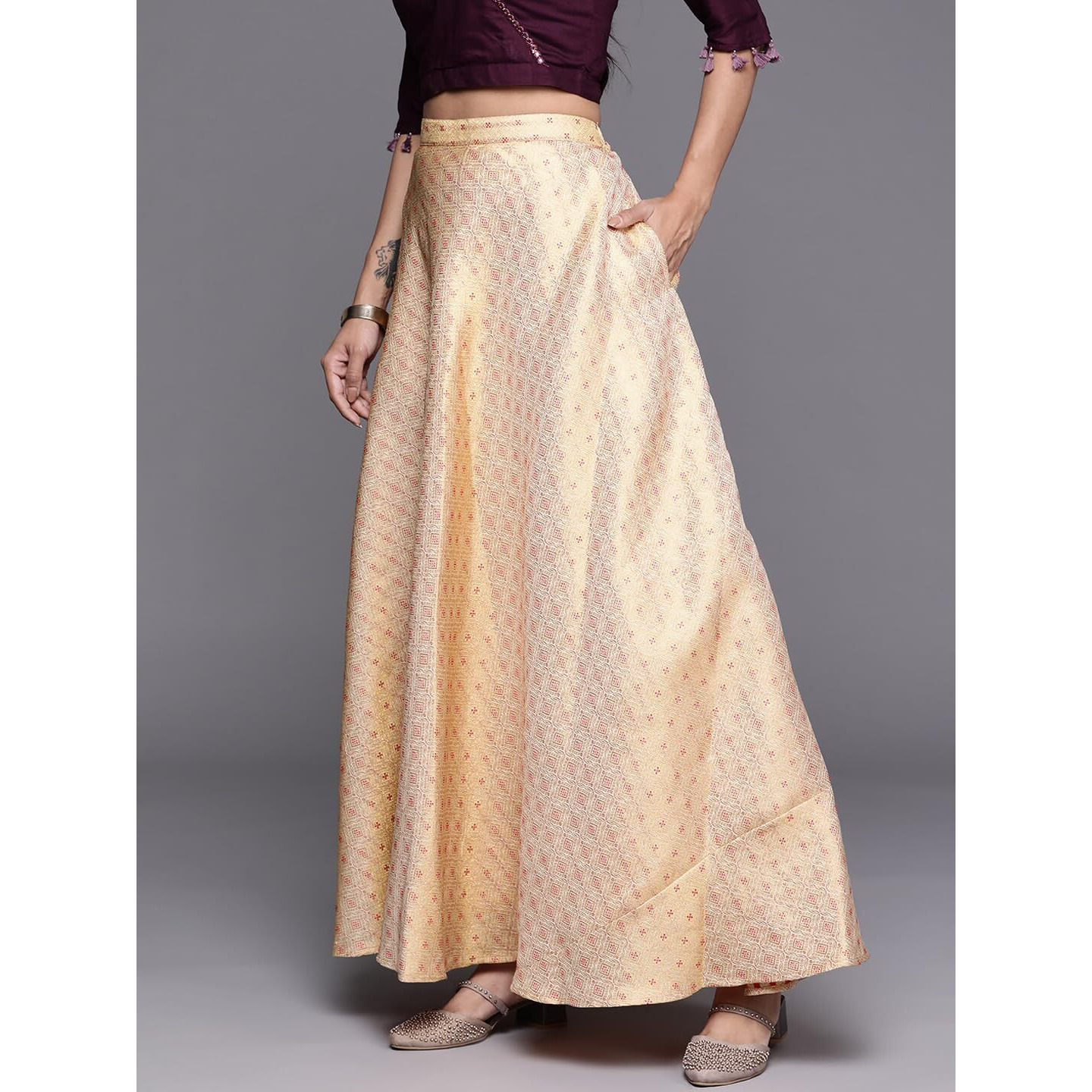 Libas Jacquard Classic Skirts Gold
