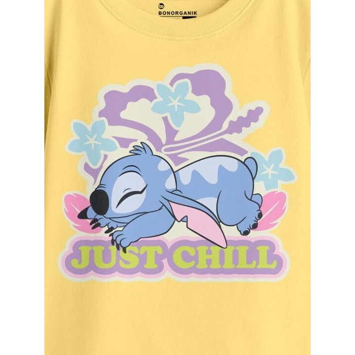 Bon Organik Girl's Oversized Fit T-Shirt (Bon16120_Yellow