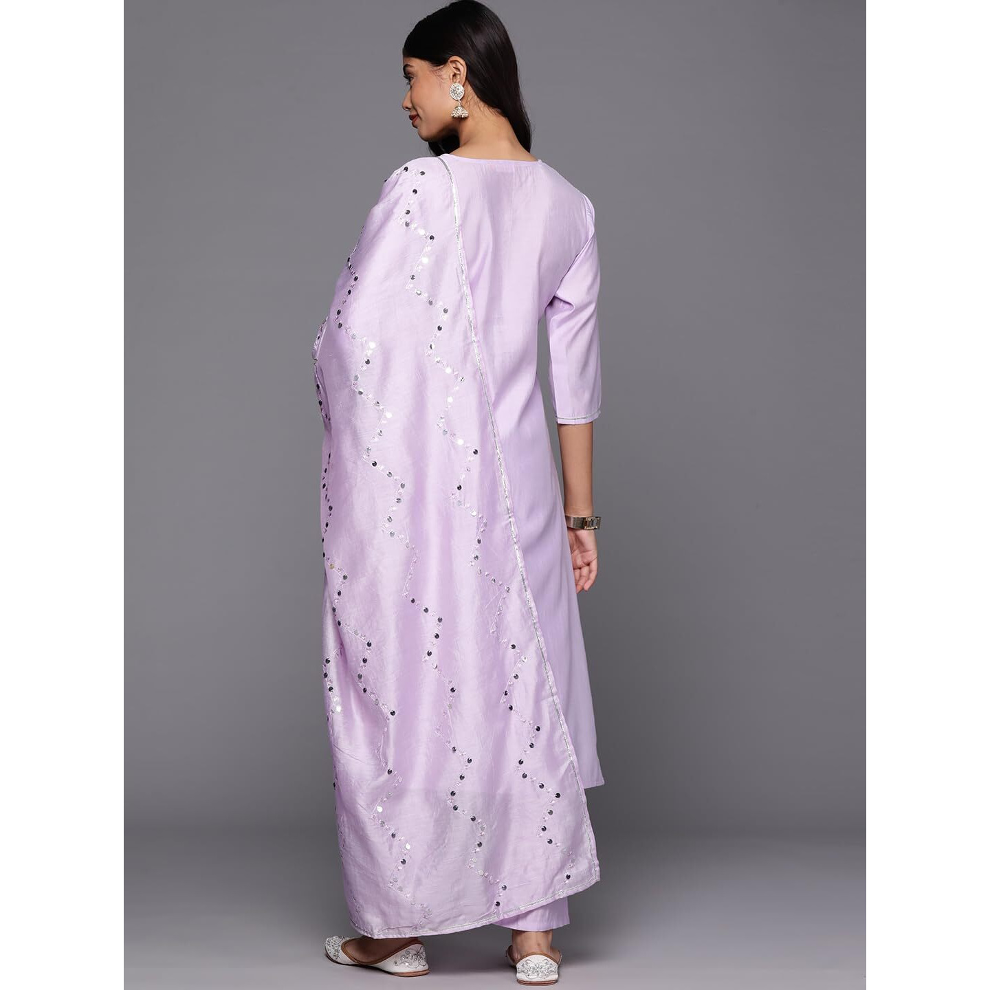 Libas Gerua Womens Yoke Design Silk Blend Straight Kurta With Trousers And Dupatta