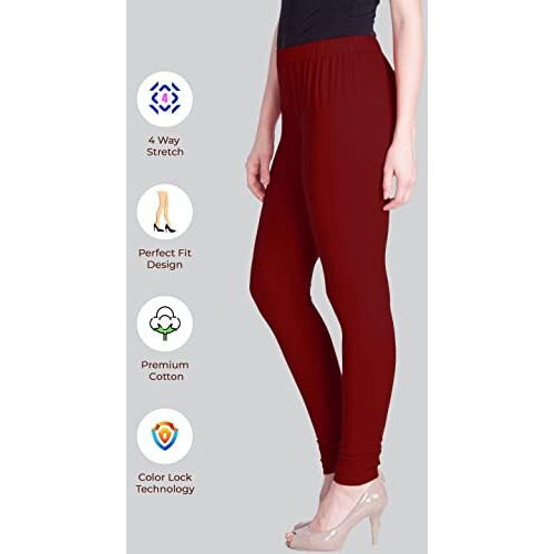 Lyra Women Solid Premium Cotton Churidar Leggings | Mid-Waist | Fashionwear