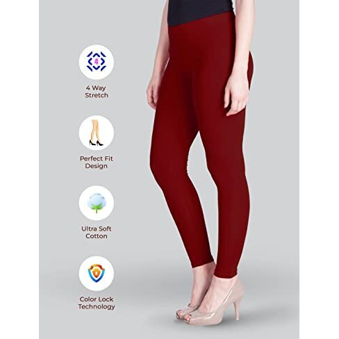 Lyra Women Solid Premium Cotton Churidar Leggings | Mid-Waist | Fashionwear