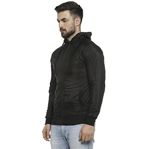 Campus Sutra Men's Polyester Jacket (Azw17_Jk_M_Pln_P13_Bl_Az_L, Black, Large)