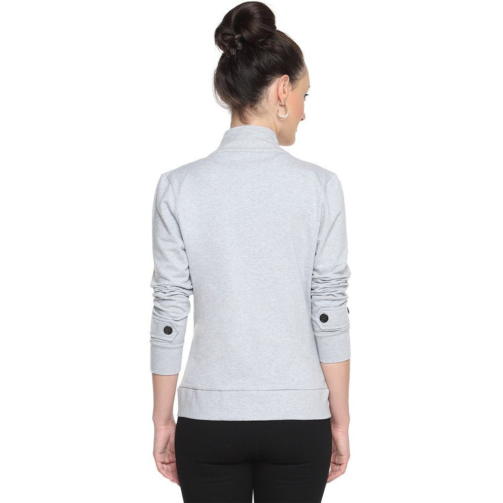 Campus Sutra Grey Womens Buttoned Structured Blazer (Aw15_Jkhnk_W_Pln_Gr_Xl)