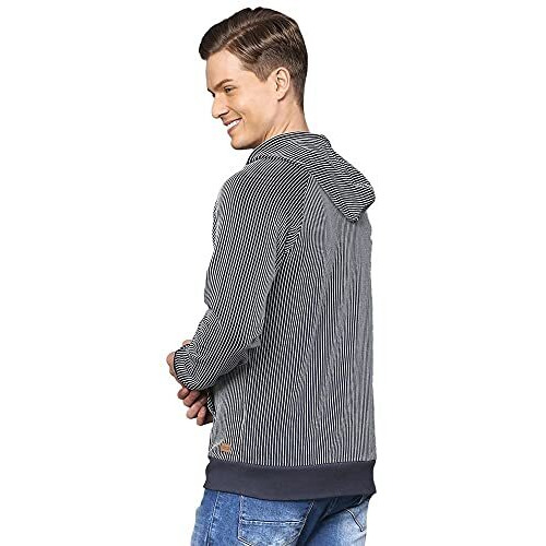 Campus Sutra Men Blue Striped Full Sleeve Stylish Casual Sweatshirts