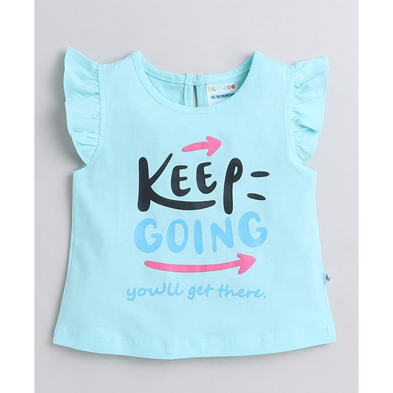 Bumzee Aqua Blue & Lavender Girls Sleeveless T-Shirts Pack Of 2 Age - 12-18 Months (Peb9357D-Abl.Lvd)