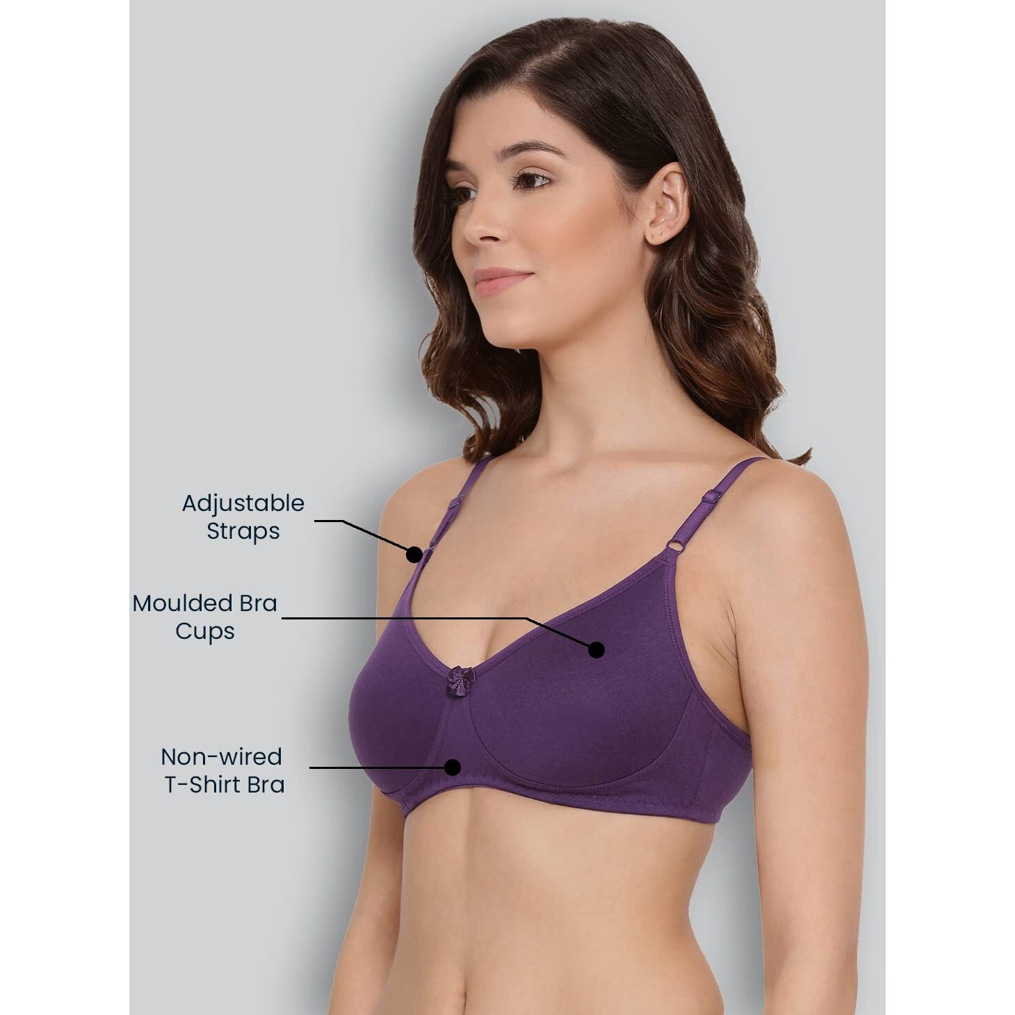Lyra Women's Cotton Non Padded Wire Free Seamless Bra Violet