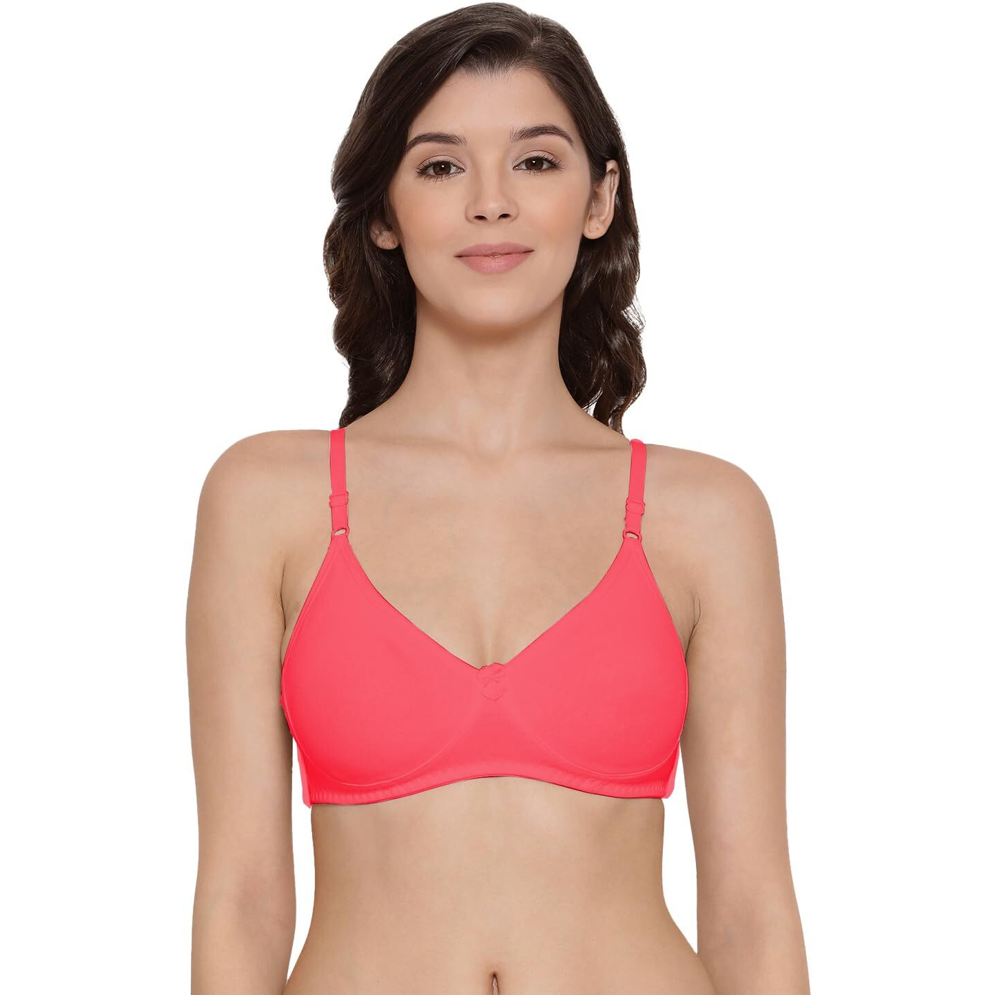 Lyra Women's Cotton Non Padded Wire Free Seamless Bra Peach Blossom