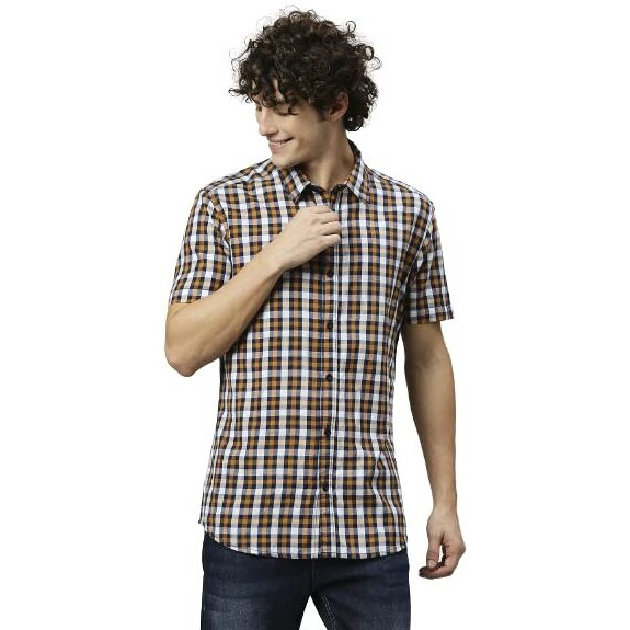 High Star Clothing Men's Slim Fit Shirt (Hsmshs3062_Orange