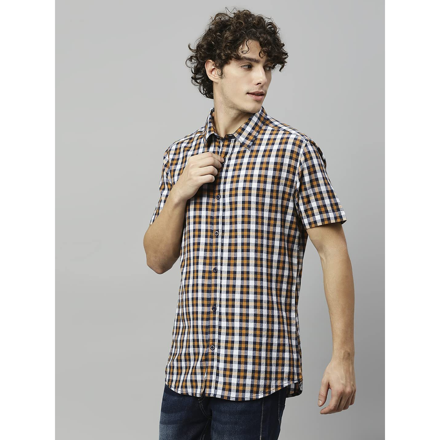 High Star Clothing Men's Slim Fit Shirt (Hsmshs3062_Orange