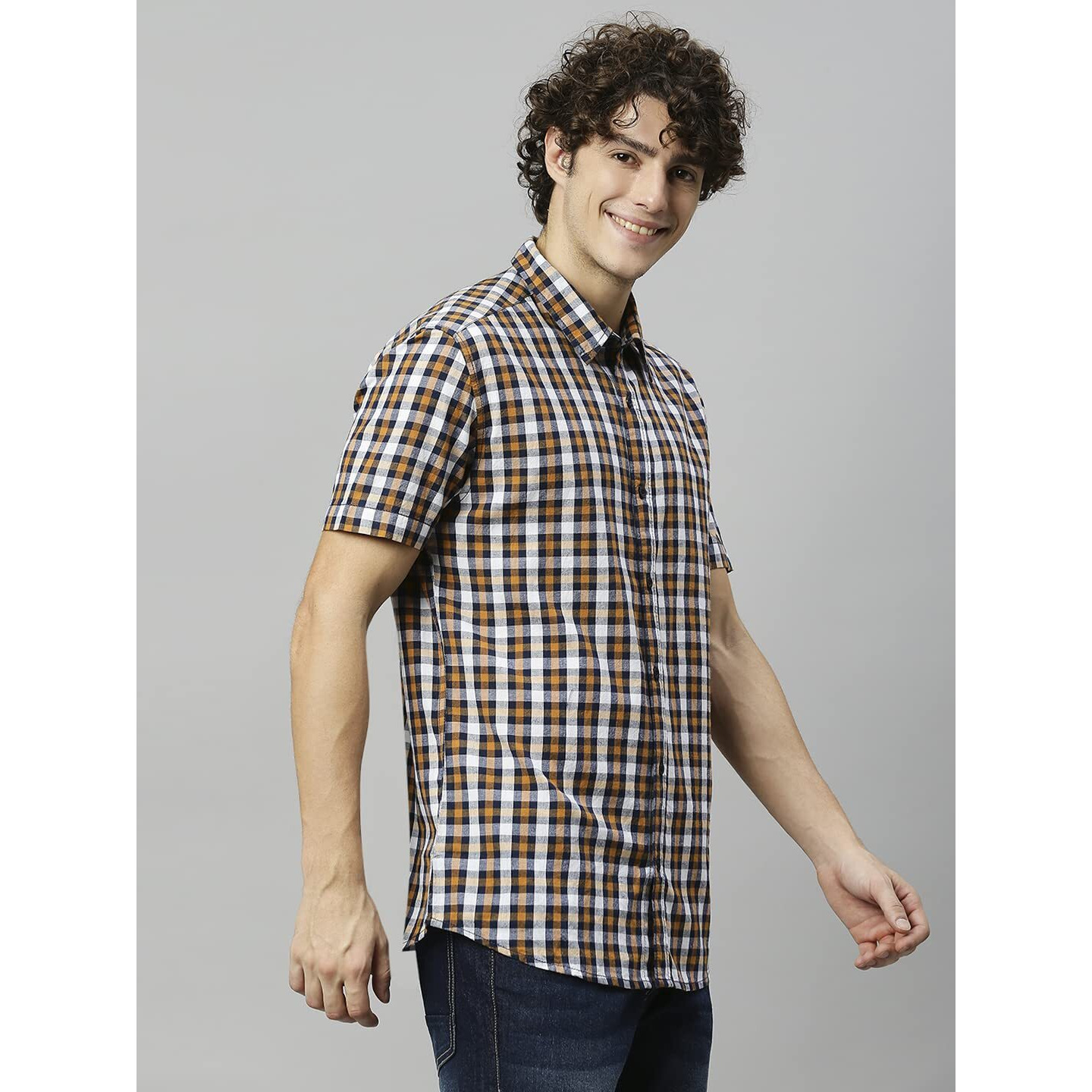 High Star Clothing Men's Slim Fit Shirt (Hsmshs3062_Orange