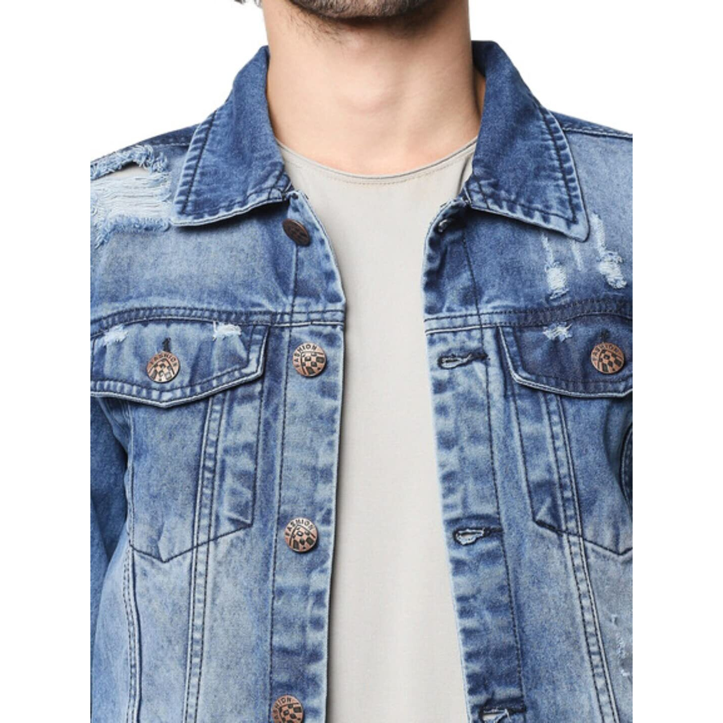 High Star Clothing Men's Standard Length Denim Jacket (Hsjkt1161_D_Small_Blue