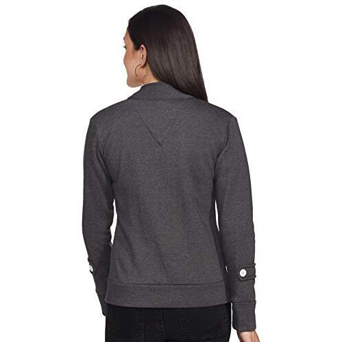 Campus Sutra Full Sleeve Solid Women Jacket(Azw18_Jkhnk_W_Pln_Ch_Az_M) Charcoal