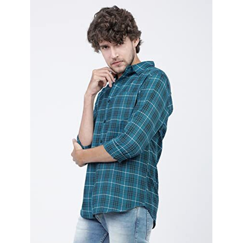 Ketch Mens Teal/Black Slim Fit Shirt