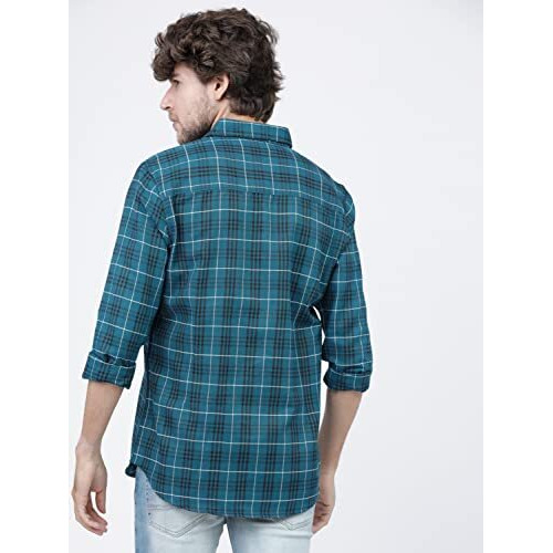 Ketch Mens Teal/Black Slim Fit Shirt