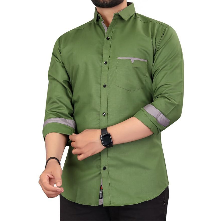 Cb-Colebrook Cotton Men's Solid Relaxed Fit Casual Shirt (C-1030_Forest Green, 2Xl