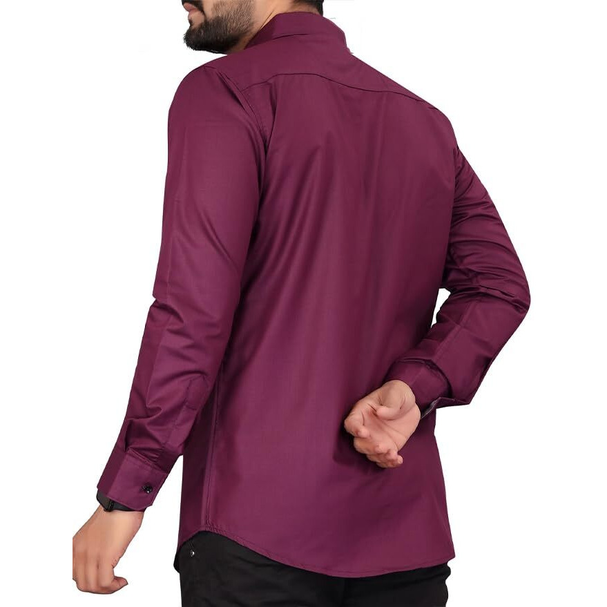 Cb-Colebrook Men Cotton Solid Relaxed Fit Casual Shirt (C-1030_Wine, 2Xl