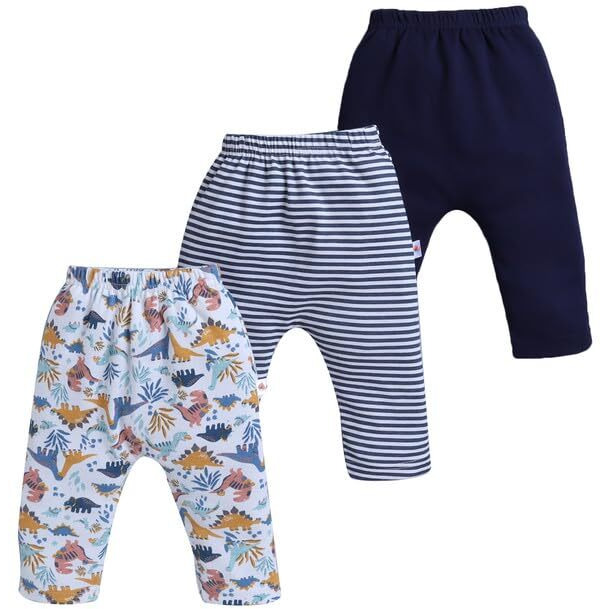 Bumzee Baby Boys Cotton Diaper Pants/Leggings/Pyjamas Navy & White - 6-9 Months (Peb10425D-Nbl)