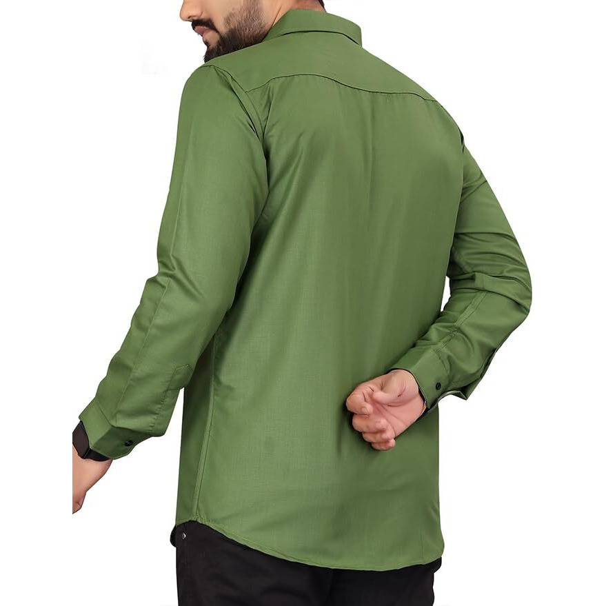Cb-Colebrook Cotton Men's Solid Relaxed Fit Casual Shirt (C-1030_Forest Green, Medium