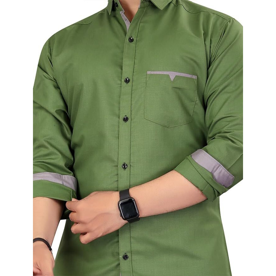 Cb-Colebrook Cotton Men's Solid Relaxed Fit Casual Shirt (C-1030_Forest Green, Medium