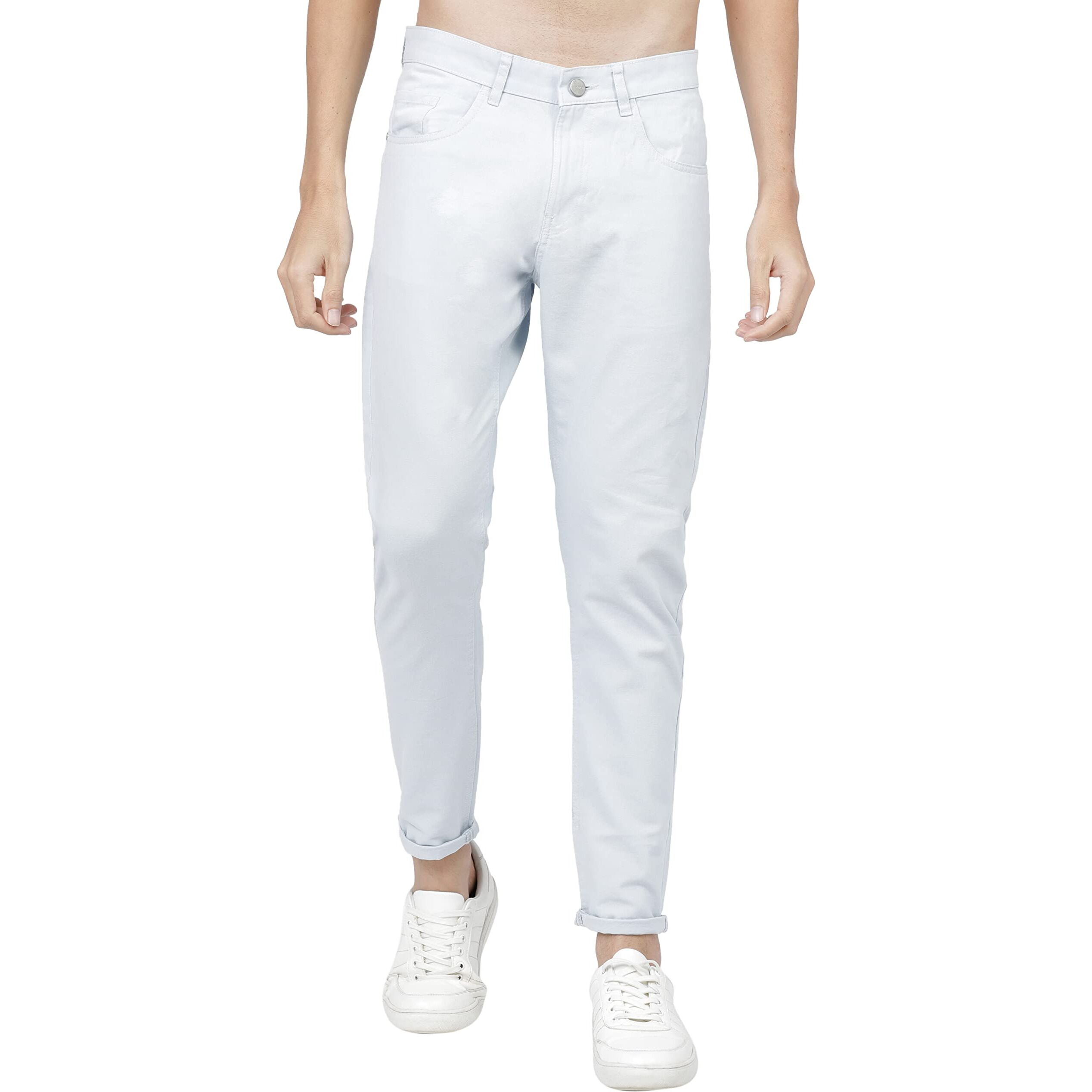 Ketch Men's Mid Rise Slim Casual Pants (Khtr000128_Ballad Blue, 32)